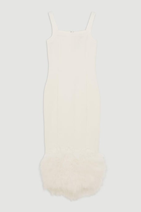 Figure Form Bandage Feather Hem Knit Midi Dress - Image 4