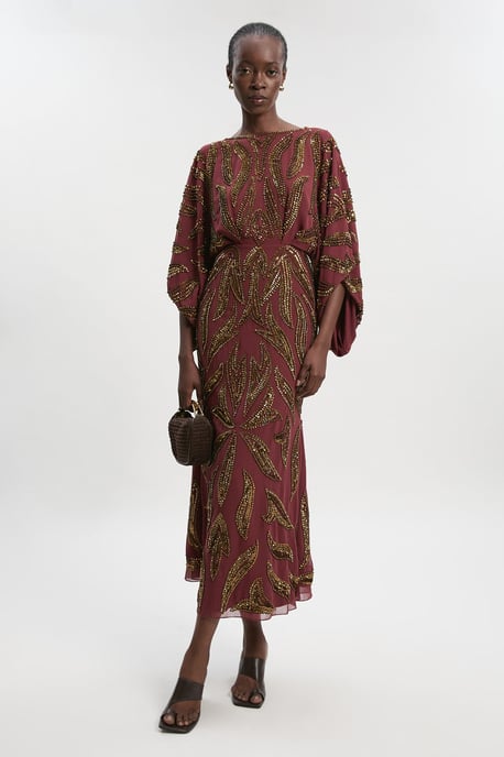 Kimono Sleeve Embellished Maxi Dress - Image 1
