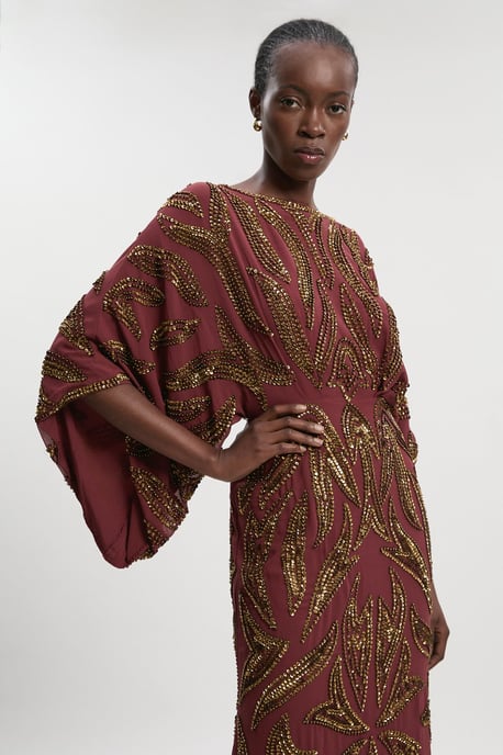 Kimono Sleeve Embellished Maxi Dress - Image 2