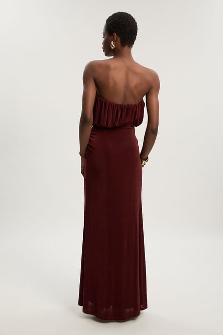 Drapey Crepe Bandeau Split Maxi Dress - Image 3