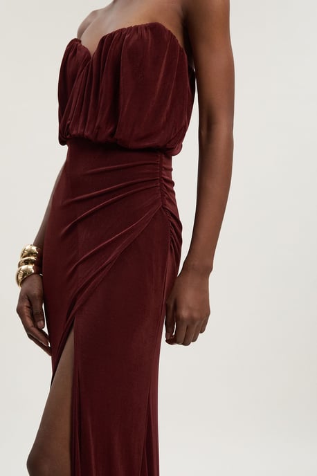 Drapey Crepe Bandeau Split Maxi Dress - Image 4