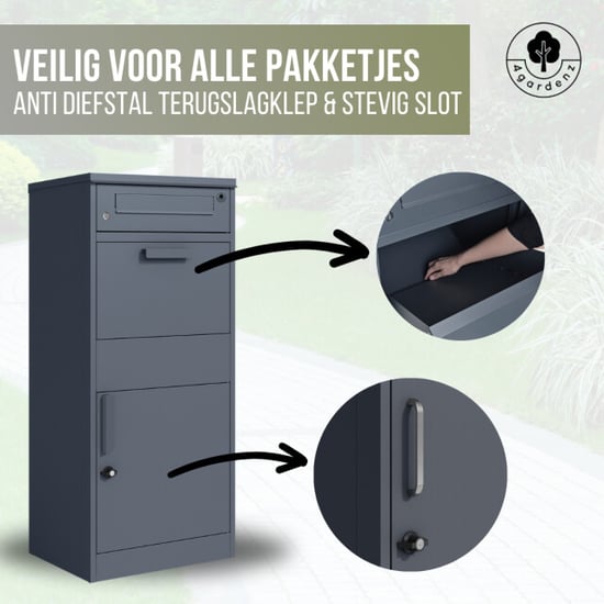 4gardenz ® pakketbrievenbus met apart postvak anti-diefstal staande pakketbox - Image 3