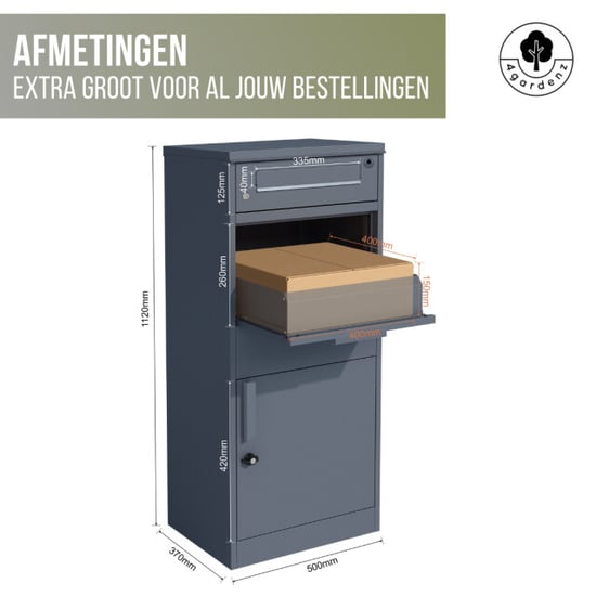 4gardenz ® pakketbrievenbus met apart postvak anti-diefstal staande pakketbox - Image 5