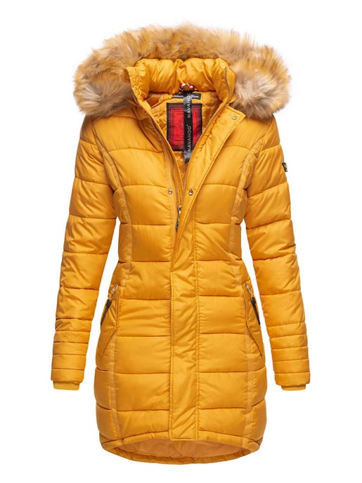 Navahoo Dames Winterjas Papaya – Getailleerd, Warm & Met Afneembare Bontkraag - Image 1