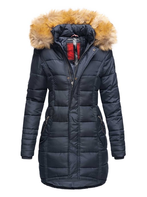 Navahoo Dames Winterjas Papaya – Getailleerd, Warm & Met Afneembare Bontkraag - Image 1