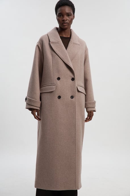 Wool Oversized Double Breasted Tailored Midi Coat - Image 1