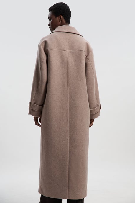 Wool Oversized Double Breasted Tailored Midi Coat - Image 4