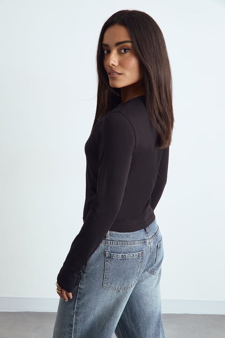 Basic Square Neck Long Sleeve Top - Image 2