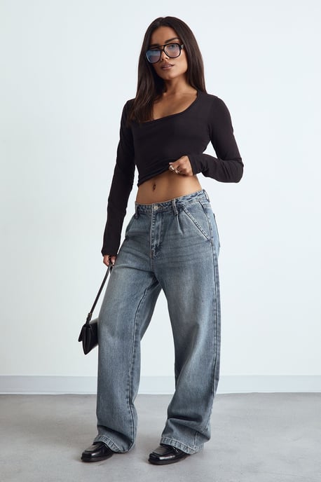 Basic Square Neck Long Sleeve Top - Image 3