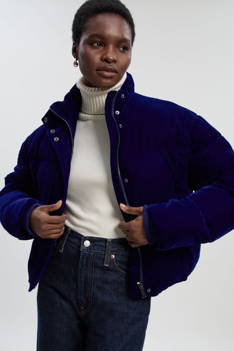 Padded Velvet Short Coat - Image 2