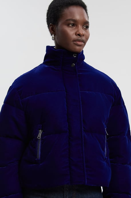 Padded Velvet Short Coat - Image 3