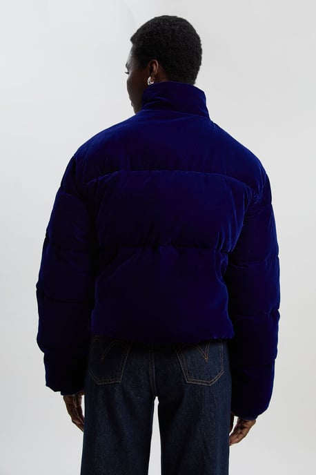 Padded Velvet Short Coat - Image 4