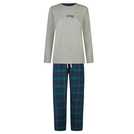 Happy Shorts Dames kerst pyjama set shirt + broek giftbox grijs/groen geruit flanel - Image 5