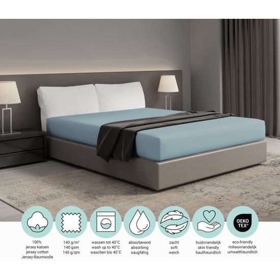 DoubleDry Jersey stretch hoeslaken 100% katoen tweepersoons 140x200 cm - - Image 4