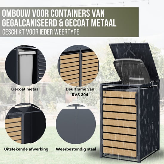 4gardenz ® containerombouw 1 afvalbak kliko ombouw antraciet/bruin - Image 4