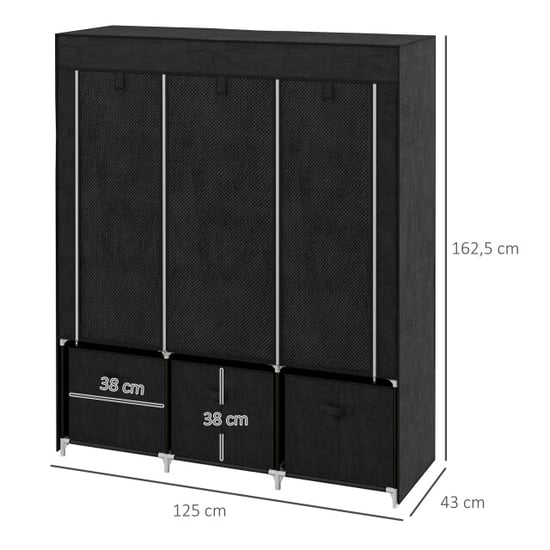Homcom Stoffen kledingkast met stof- opvouwbare kast, inclusief 3 laden - - Image 4