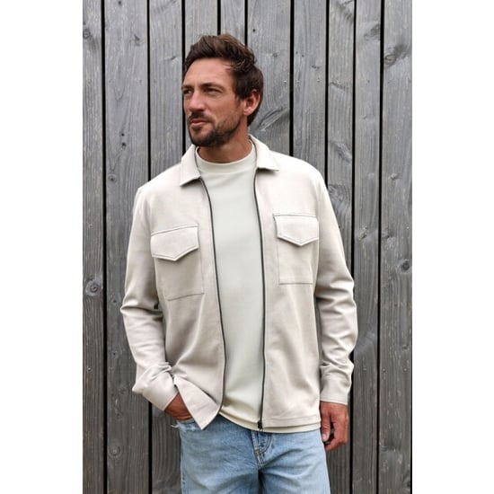 Kultivate 2501030211 luxury zip 297 bone white overshirt van tricot - kultiv - Image 1