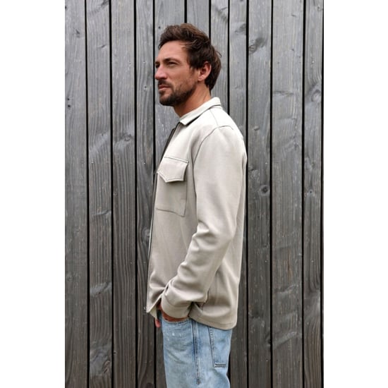 Kultivate 2501030211 luxury zip 297 bone white overshirt van tricot - kultiv - Image 2