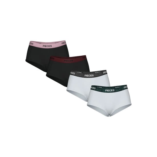 Pieces Dames hipster pclogo glitter 4-pack zwart/wit - Image 1