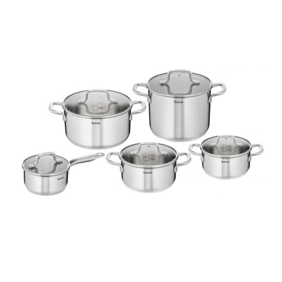 Tefal Virtuoso kookpannenset 5 delig rvs met glazen deksels - Image 1