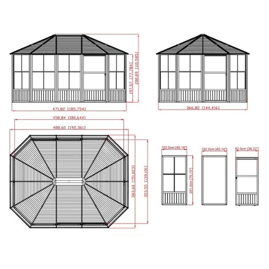 Sojag Aluminium paviljoen charleston met klamboe 384x489x281 cm - Image 5