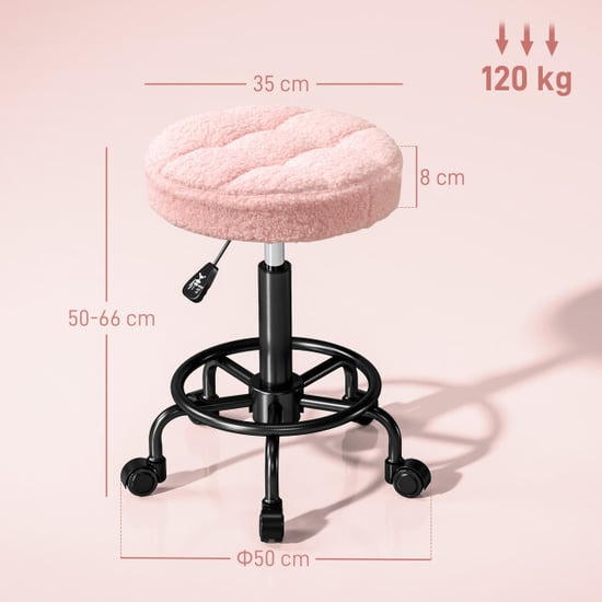 Homcom Hoogteverstelbare rolkruk 55-66 cm 360° draaibaar - - Image 3