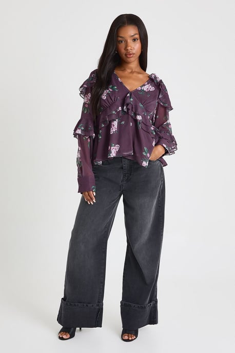 Floral Ruffle Chiffon Blouse - Image 3