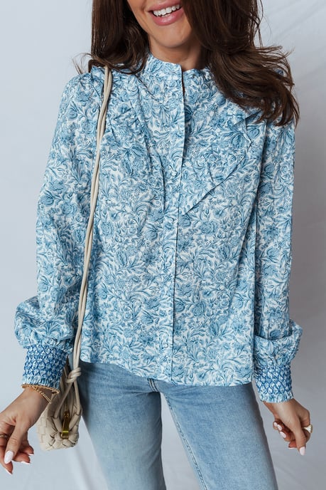 Blus med blomtryck och knappar - Image 1