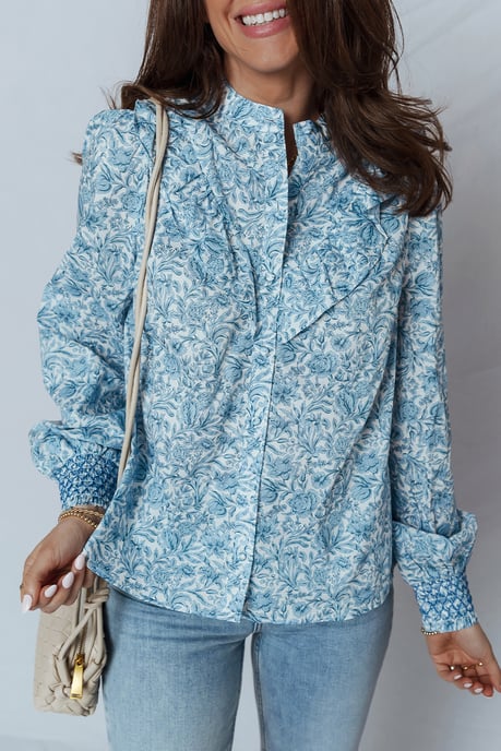 Blus med blomtryck och knappar - Image 5