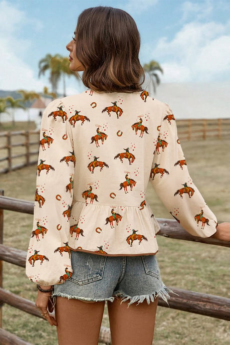 Cowboytryck Slips V-ringad Blus - Image 2