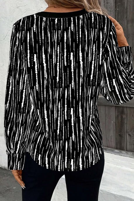 Striped Vneck Long Sleeve Blouse - Image 2