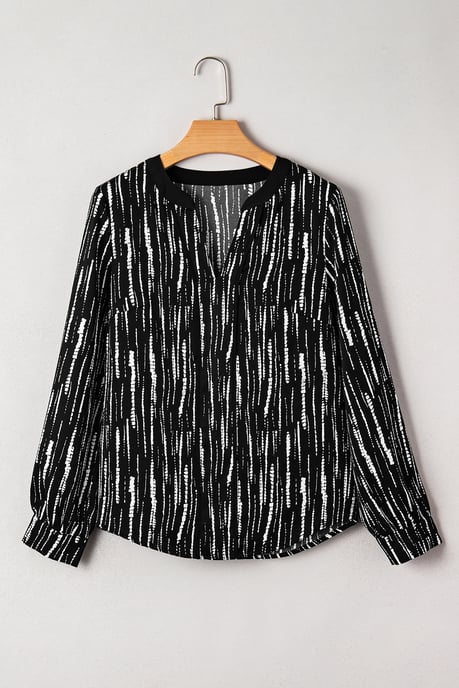Striped Vneck Long Sleeve Blouse - Image 4