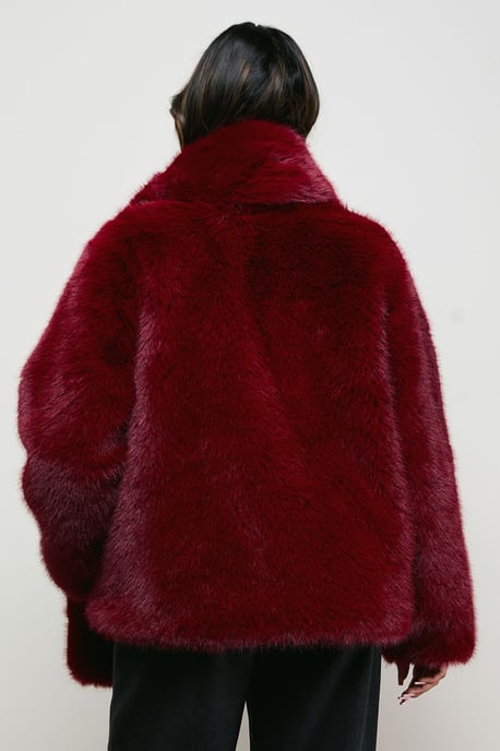 Ecru Fur Jacket With Scarf - Image 3