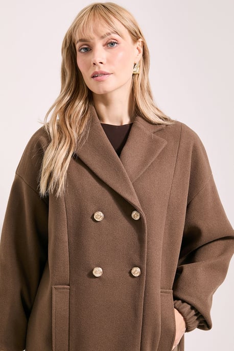 Oversized Drop Shoulder Double Breasted Coat - Image 2