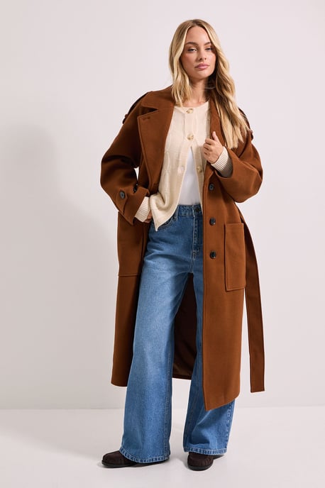 Petite Belted Longline Coat - Image 1