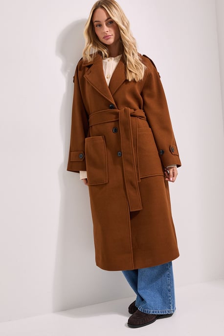 Petite Belted Longline Coat - Image 5