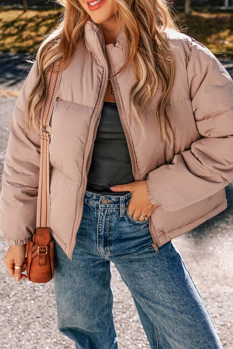 Puffer Jacket Long Sleeve Mock Neck - Image 1
