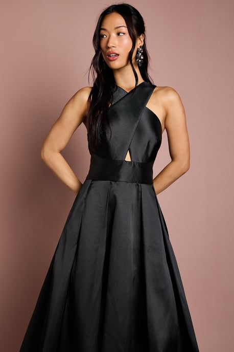 Cross Neck Twill Bridesmaid Dress - Image 2