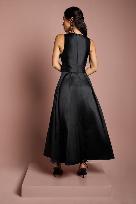Cross Neck Twill Bridesmaid Dress - Image 3