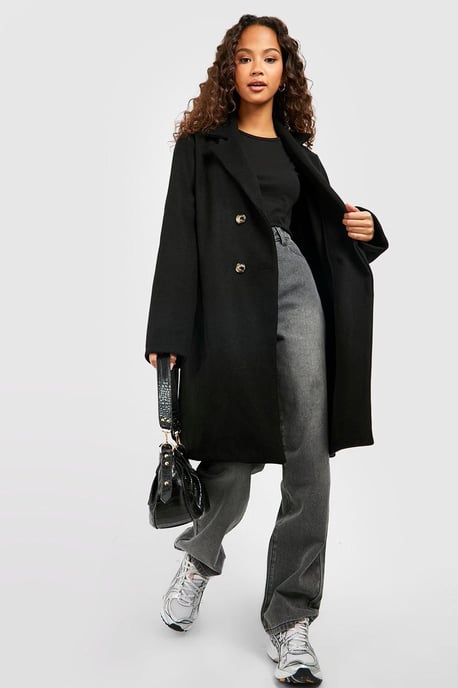 Belted Double Breasted Wool Look Coat - Image 4