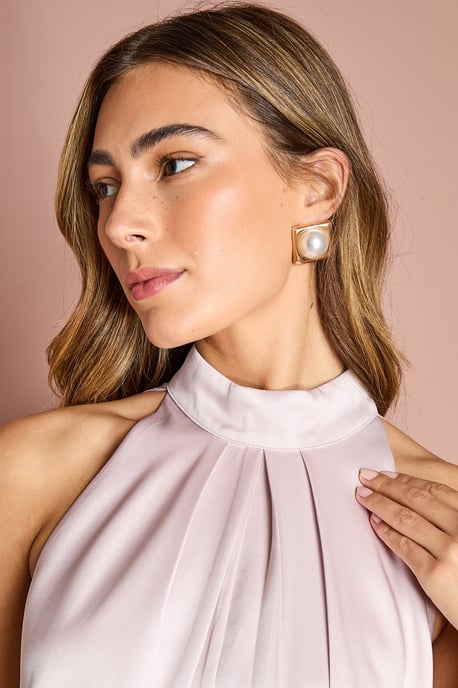 Halter Neck Asymmetric Hem Bow Back Mini Dress - Image 4
