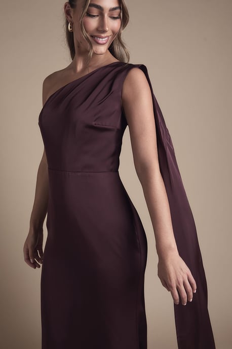 Coast Honoured Drape One Shoulder Satin Maxi Bridesmaid Dress - Image 3
