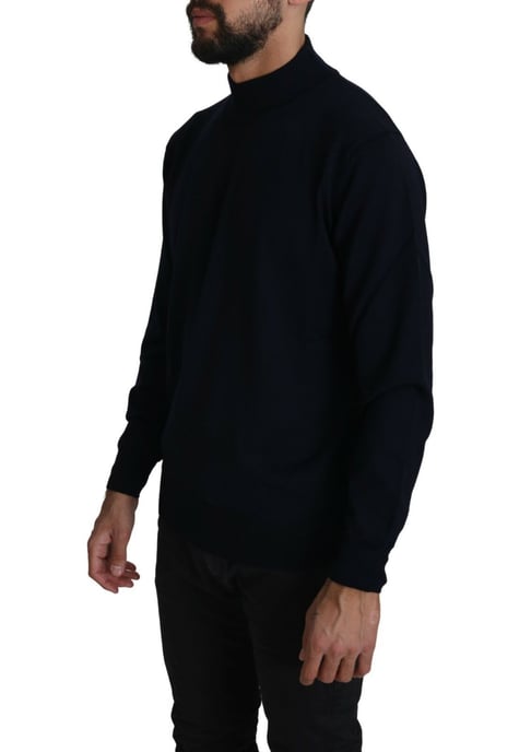 Mock Neck Sweater Solid Navy - Image 2