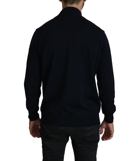 Mock Neck Sweater Solid Navy - Image 3