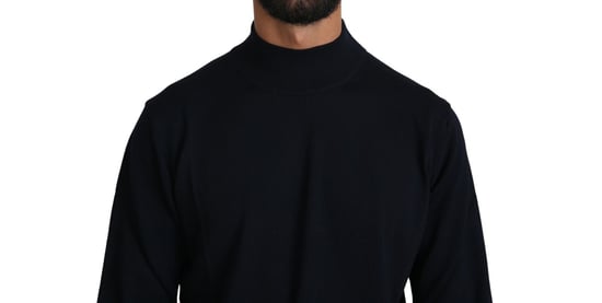Mock Neck Sweater Solid Navy - Image 4