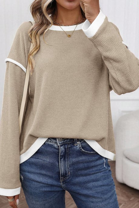 Trim Detail Long Sleeve Sweater - Image 1