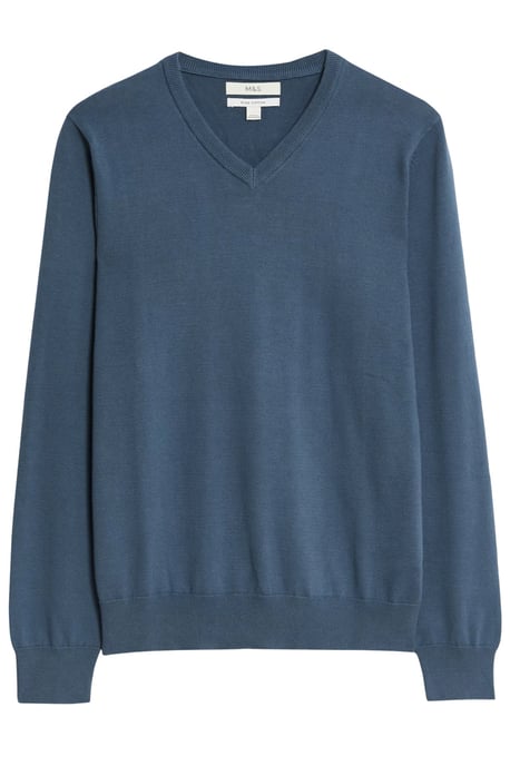 Mens Cotton V-neck Jumper - Image 1