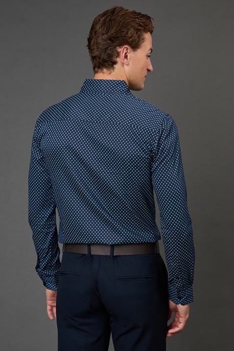 Black Print Slim Fit Long Sleeve Shirt - Image 3
