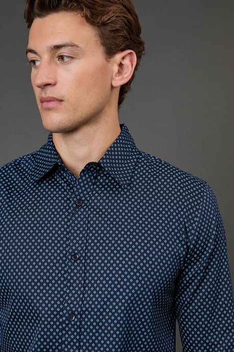 Black Print Slim Fit Long Sleeve Shirt - Image 4