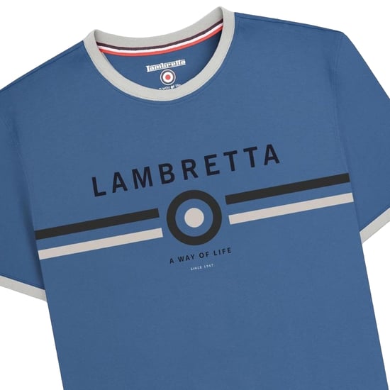 Lambretta Heren Target Ringer T-shirt (Maanlicht Oceaan) - Image 3